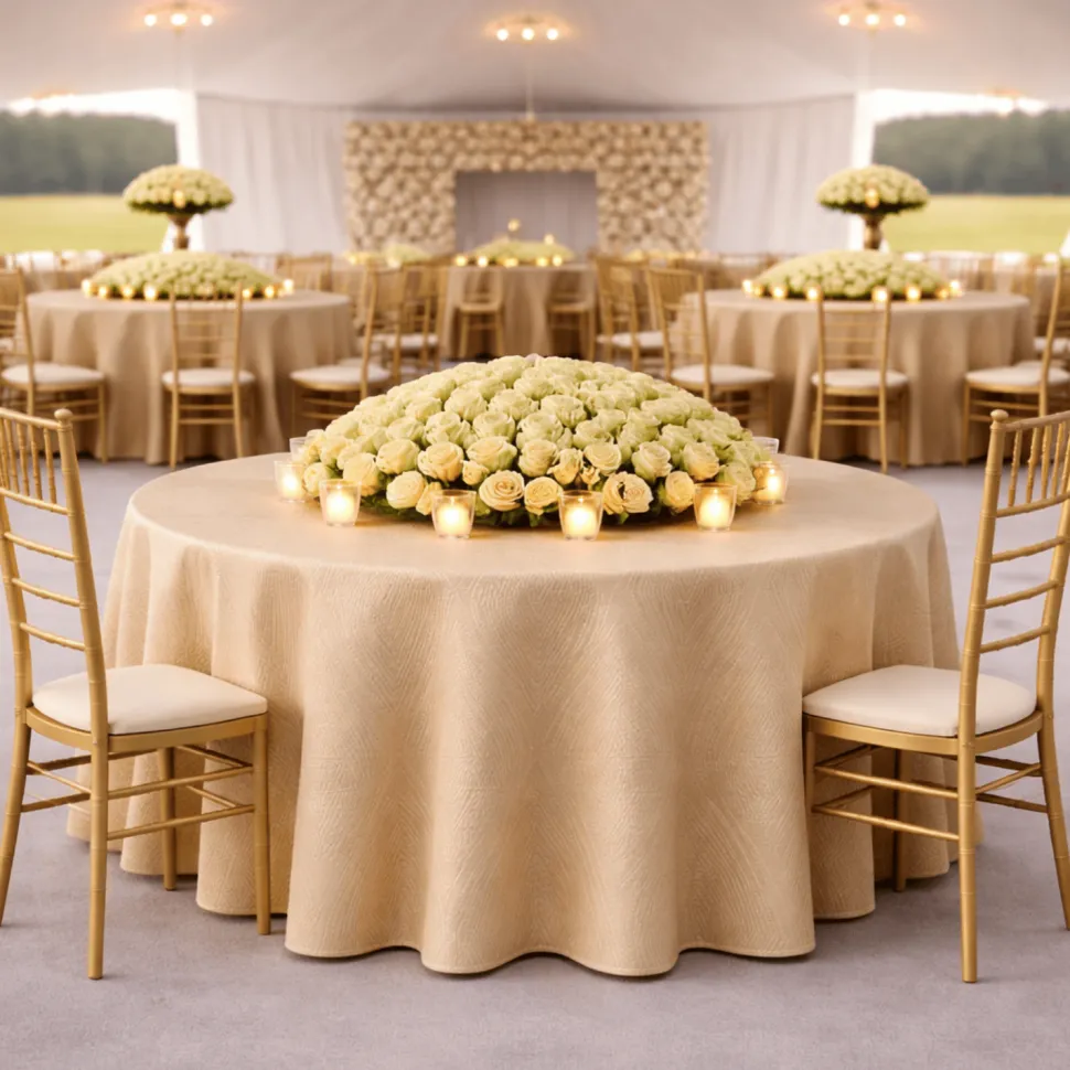Taupe Sombra Jacquard Tablecloth - Multiple Size Options