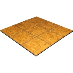 Teak Snaplock Dance Floor Set - Easy Assembly, Portable with Edging & Transport Cart! - 12" x 12" Tiles
