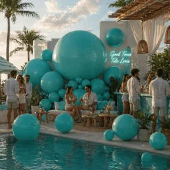 Teal Giant Inflatable Modern Ball Sphere – Maxorb™ Event Decor – Commercial Installation Sizes