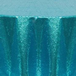 Teal Round Sequin Tablecloth by Eastern Mills - 126