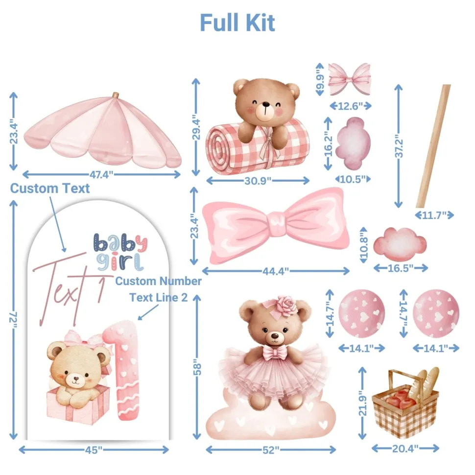 Teddy Bear Picni Foam Core Birthday Backdrop Kit by PopScene™