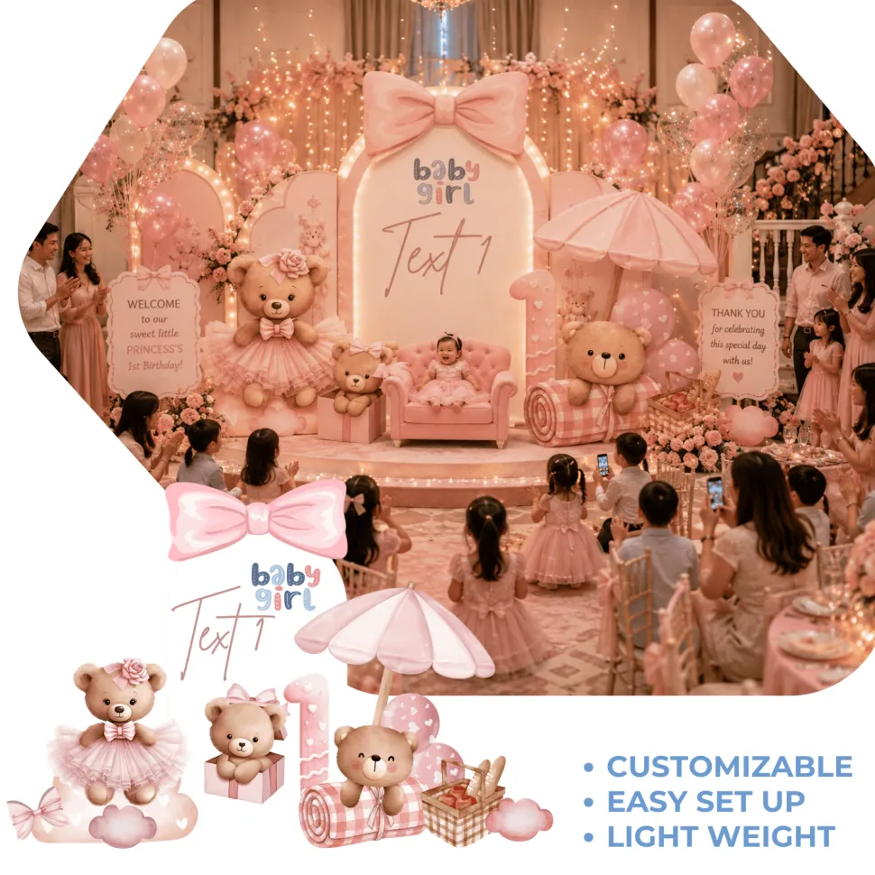 Teddy Bear Picni Foam Core Birthday Backdrop Kit by PopScene™