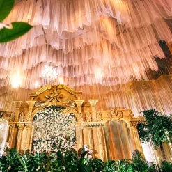 The Double Ruffle™ Tulle Hanging Ceiling Drape - Choose Size