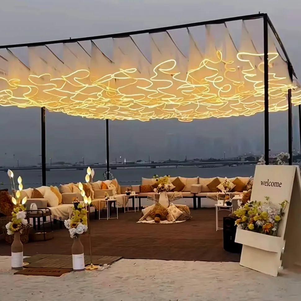 The Ripplewave™ LED Hanging Ceiling Drape Warm or Cool Light - Choose Size & Color