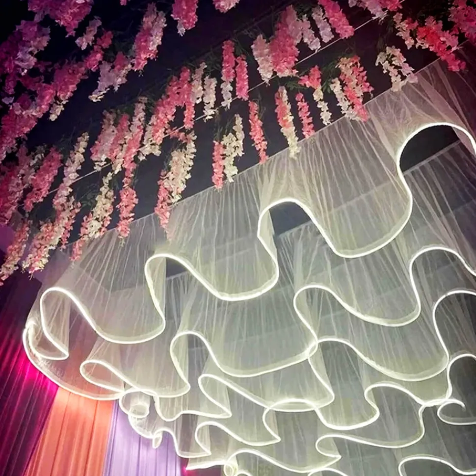 The Ripplewave™ LED Hanging Ceiling Drape Warm or Cool Light - Choose Size & Color