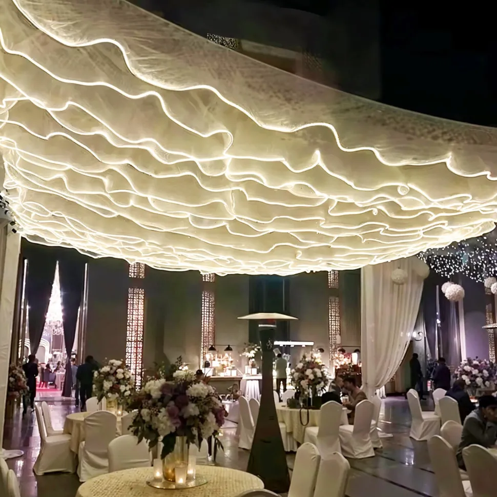 The Ripplewave™ LED Hanging Ceiling Drape Warm or Cool Light - Choose Size & Color