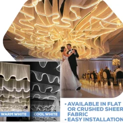 The Ripplewave™ LED Hanging Ceiling Drape Warm or Cool Light - Choose Size & Color