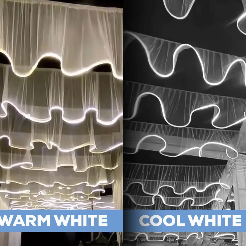 The Ripplewave™ LED Hanging Ceiling Drape Warm or Cool Light - Choose Size & Color