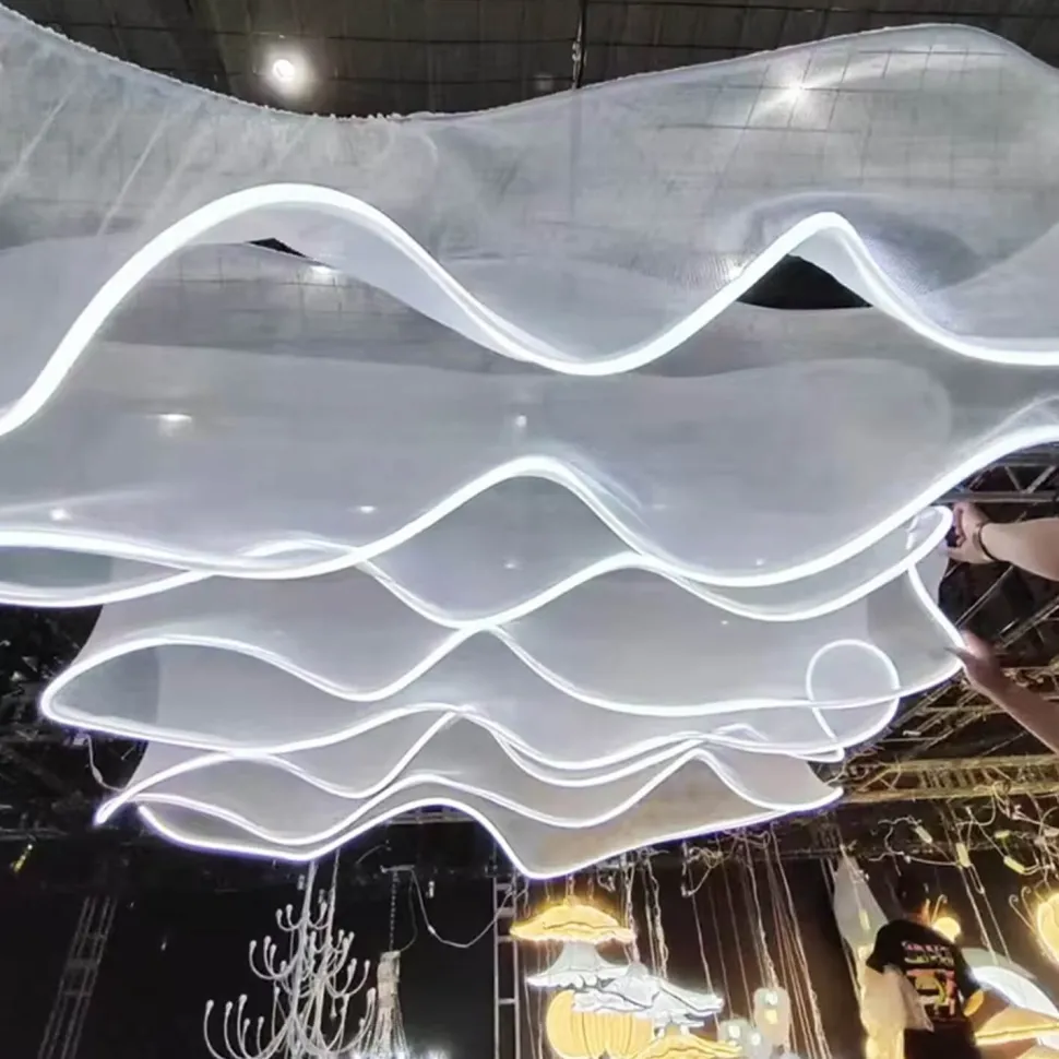 The Ripplewave™ LED Hanging Ceiling Drape Warm or Cool Light - Choose Size & Color