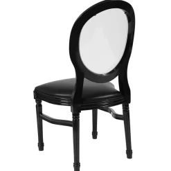 Transparent Back Event Chair with Vinyl Seat - Black