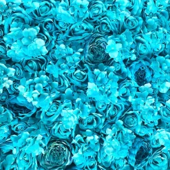 Turquoise Mixed Floral Wall - Curtain Style - Easy Install! Select Size