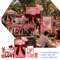Valentines day 1 Foam Core Birthday Backdrop Kit by PopScene™