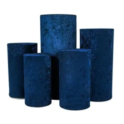 Velvet Covers for Metal Cylinder Pedestal Stands 5 pcs/set - Navy Blue