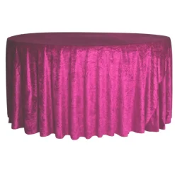 Velvet 132" Round Tablecloth - Magenta
