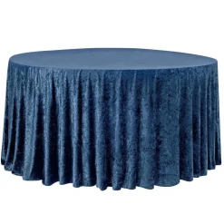 Velvet 132" Round Tablecloth - Navy Blue