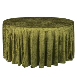 Velvet 120" Round Tablecloth - Olive Green
