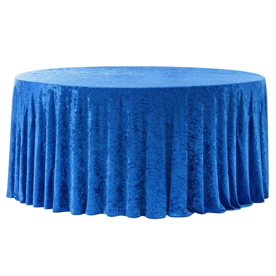 Velvet 132" Round Tablecloth - Royal Blue