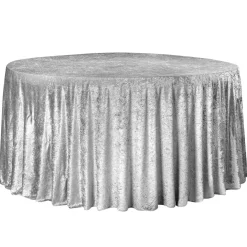 Velvet 132" Round Tablecloth - Silver