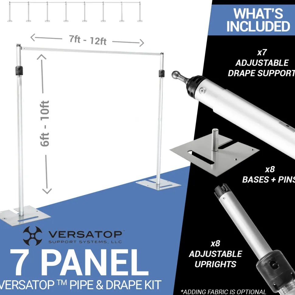 Versatop™ 2.0® - 7-Panel Pipe and Drape Kit / Backdrop - 6-10 Feet Tall (Adjustable)