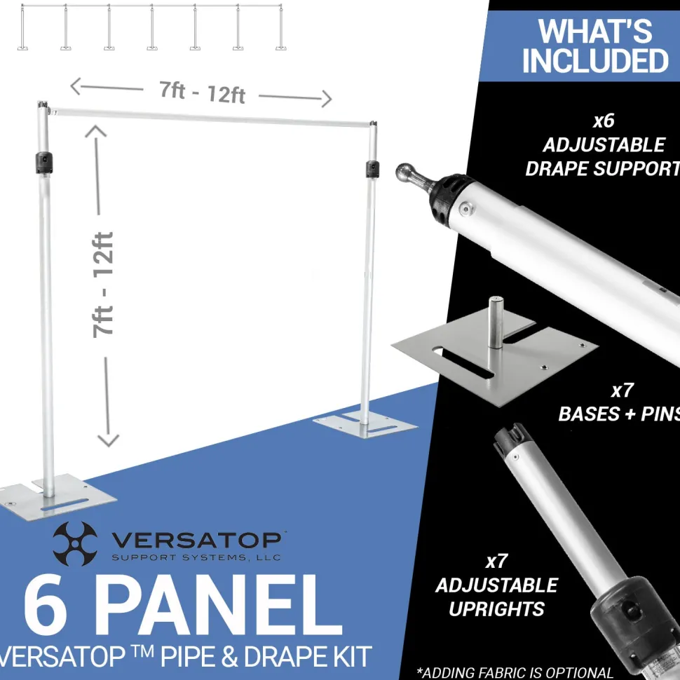 Versatop™ 2.0® - 6-Panel Pipe and Drape Kit / Backdrop - 7-12 Feet Tall (Adjustable)