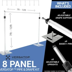 Versatop™ 2.0® - 8-Panel Pipe and Drape Kit / Backdrop - 7-12 Feet Tall (Adjustable)