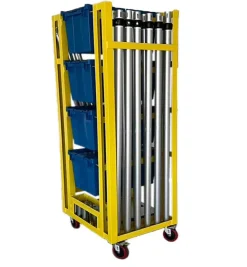 Vertical Combo Cart with (4 pcs) Blue Reusable Storage Containers