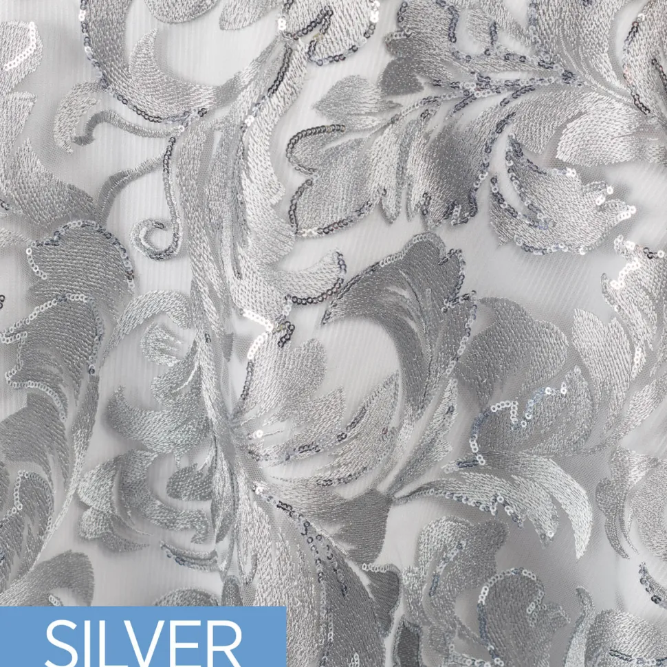 Vienna Lace and Sequin Fabric by the Yard - 52"