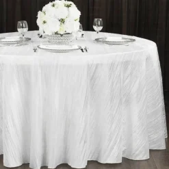 White Accordion Crushed Taffeta - Square/Round/Rectangular Table Topper/Overlay