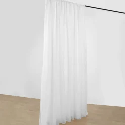 White Double Sheer Backdrop Drape – 10ft Height x 10ft Wide Chiffon & Polyester Dual Layer Event Divider Curtain with Rod Pockets
