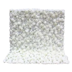 White Mixed Floral Wall - Curtain Style - Easy Install! Select Size