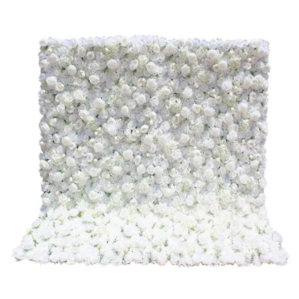 White Mixed Floral Wall - Curtain Style - Easy Install! Select Size