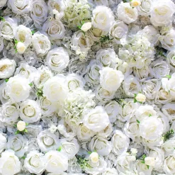 White Mixed Floral Wall - Curtain Style - Easy Install! Select Size