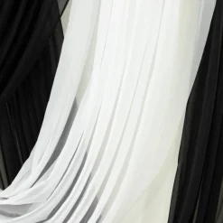White Sheer Chiffon Valance Curtain – Curved Backdrop Swag Topper with Rod Pocket (4ft Wide x 4ft, 5ft, 6ft Height Options)