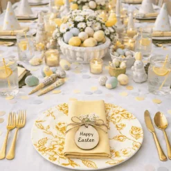 13" White with Gold Floral Print Round French Toile Charger Plates – 6 Pieces Reusable Acrylic Chargers