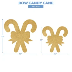 Wood Candy Cane w/ Bow - Double