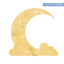 Wood Crescent Moon, Stars & Clouds Kit - Size Options