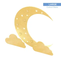 Wood Crescent Moon, Stars & Clouds Kit - Size Options