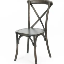 Wooden Crossback Chair - Antiqued Black Grain