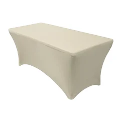 6' x 30" Banquet 210 GSM Better Quality/Best Value Spandex Table Cover - Ivory