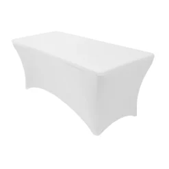 6' x 30" Banquet 210 GSM Better Quality/Best Value Spandex Table Cover - White
