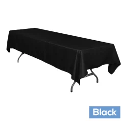 60" x 126" Rectangular 200 GSM Polyester Tablecloth - Black