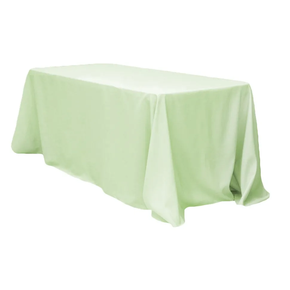 90" x 156" Rectangular 125-130 GSM Polyester Tablecloth - Sage Green