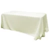 90" x 156" Rectangular 125-130 GSM Polyester Tablecloth - Light Ivory/Off White