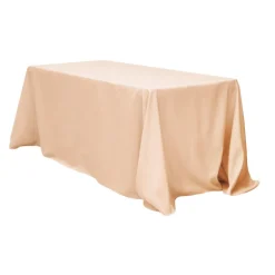 90" x 156" Rectangular 125-130 GSM Polyester Tablecloth - Champagne