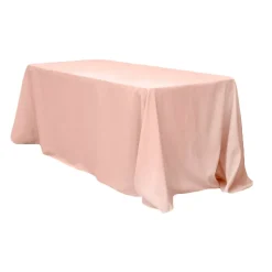90" x 156" Rectangular 125-130 GSM Polyester Tablecloth - Blush/Rose Gold