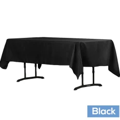 60" x 102" Rectangular 200 GSM Polyester Tablecloth - Black