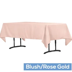 60" x 102" Rectangular 200 GSM Polyester Tablecloth - Blush/Rose Gold