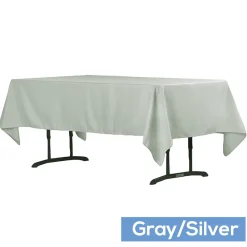 60" x 102" Rectangular 200 GSM Polyester Tablecloth - Gray/Silver