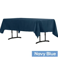60" x 102" Rectangular 200 GSM Polyester Tablecloth - Navy Blue