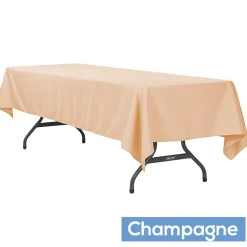 60" x 120" Rectangular 200 GSM Polyester Tablecloth - Champagne